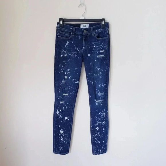 PAIGE Denim - PAIGE Verdugo Ultra Skinny Paint/Bleach Sp…
